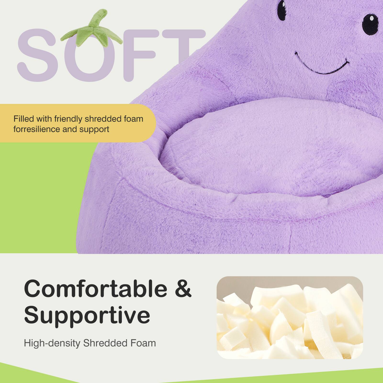 SOFT  
Filled with friendly shredded foam for resilience and support  

Comfortable & Supportive  
High-density Shredded Foam