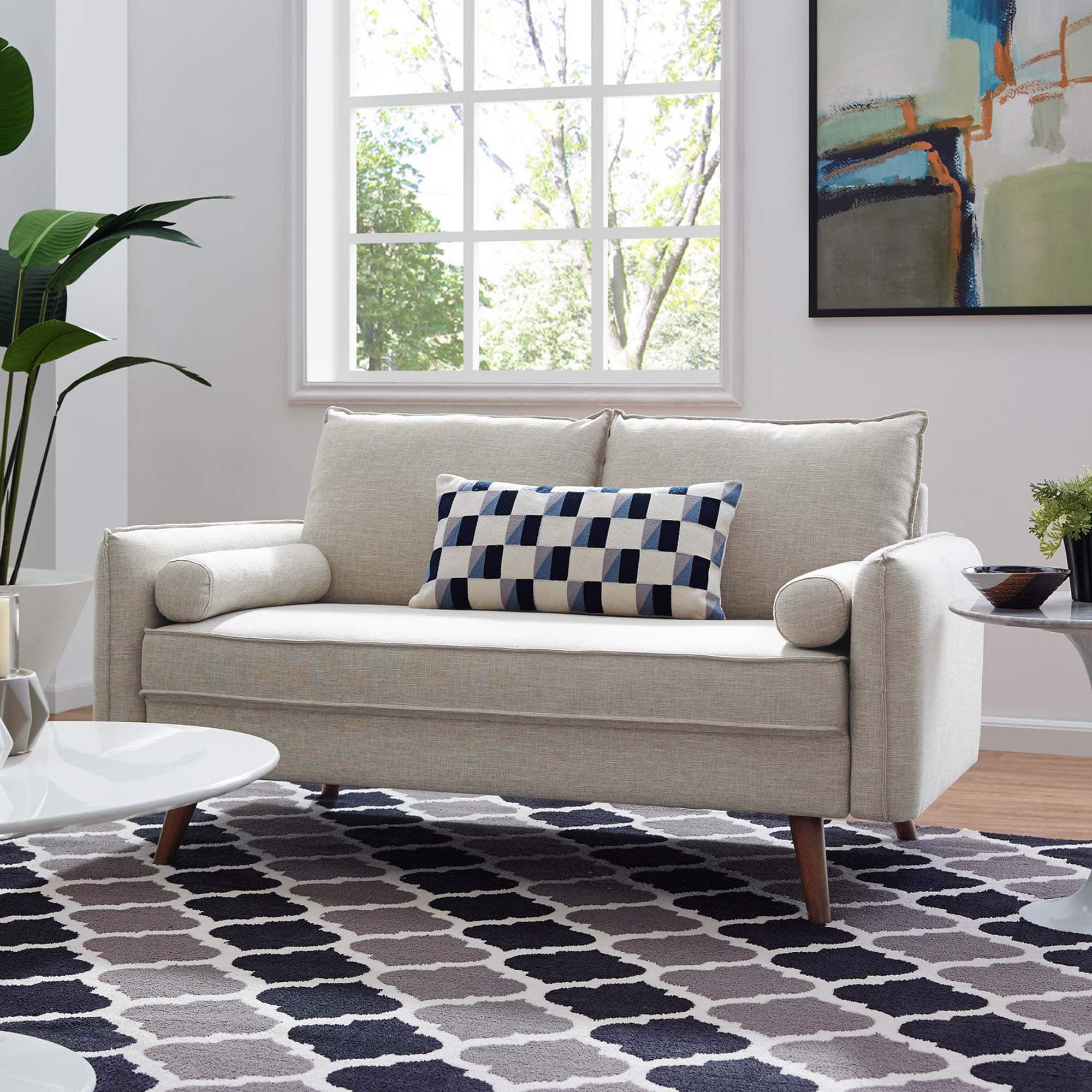 Revive Upholstered Fabric Loveseat by Modway - Beige price history on PriceWatchPro