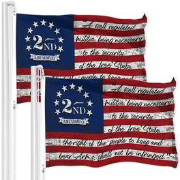 G128 - 2-Pack 2nd Amendment American Flag - 3 x 5 ft 150D Polyester, Brass Grommets - Assorted Colors