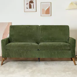 Dyonery - 68" Loveseat Sofa, Comfy Linen Couches for Living Room, Mid Century Modern Love Seat Sofa - Green