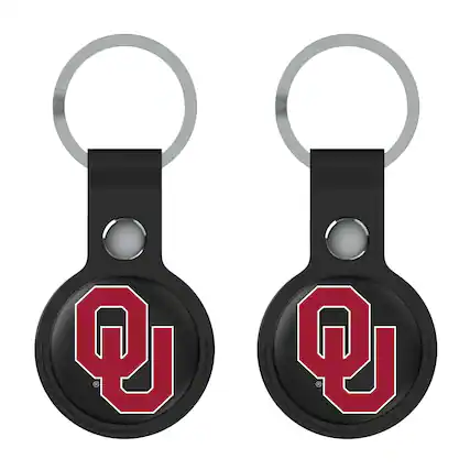 Front. Keyscaper - Black Oklahoma Sooners Two-Pack AirTag Holders - No Size - Black.