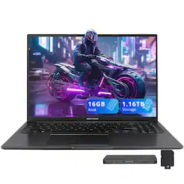 ASUS - Vivobook 16" WUXGA Laptop,Intel i7-1355U,16GB RAM,1TB SSD+160GB Docking Station,Iris Xe Graphics,Win 11 - Black