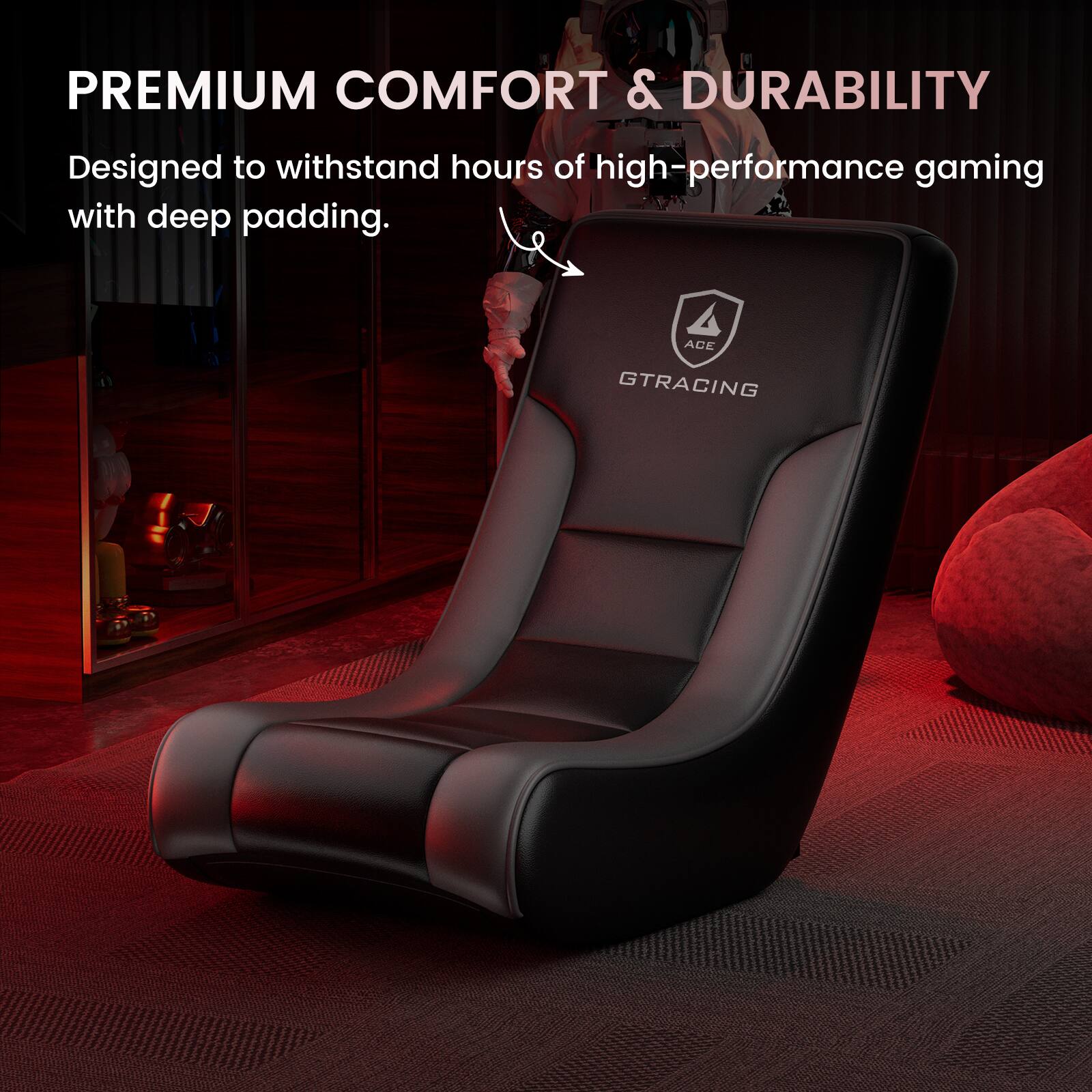 PREMIUM COMFORT & DURABILITY  
Designed to withstand hours of high-performance gaming with deep padding.  

ACE GTRACING
