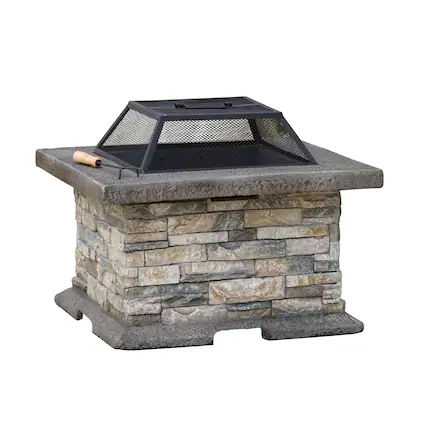 Front. Mondawe - 28" Square MgO Fire Pit - Gray.