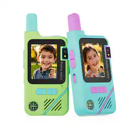 Contixo - TK1 Kids Video Walkie Talkies, 2-Way Video & Voice, Camera, Flashlight, Voice Changer, SOS Alarm - 2 Pack - Blue, Green