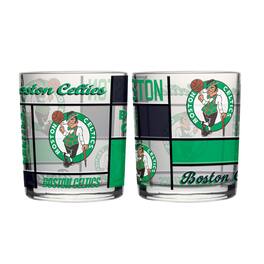 Logo Brands - Boston Celtics 12oz. Quilted Stained Two-Pack Rocks Glass Set - Multicolor