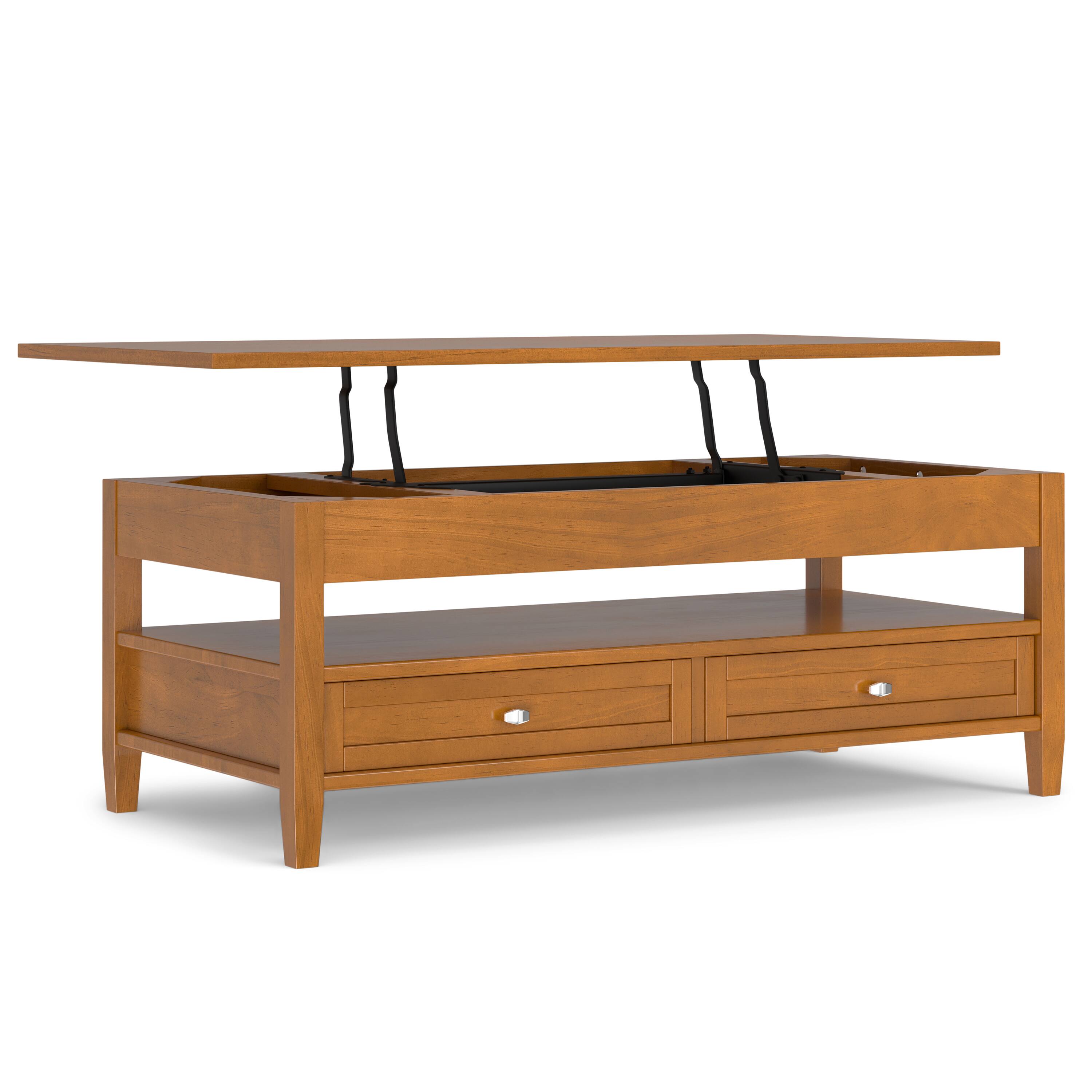 Back. Simpli Home - Warm Shaker 48 inch Wide Solid Wood Lift Top Coffee Table in Light Golden Brown - Light Golden Brown.