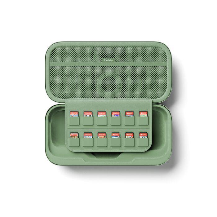 Alt View 4. Belkin - Gaming Charging Case for Nintendo Switch 2, 10k Portable Charger Case 20W Quick Charging, Game Card Storage - Sage Green.
