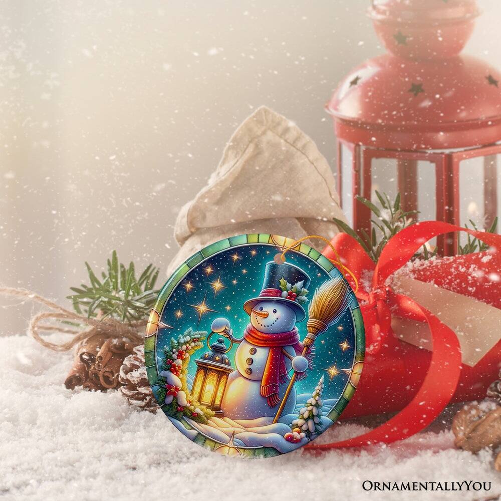 Back. OrnamentallyYou - Winter Wanderer Snowman Ornament Holiday Gift and Christmas Decor - Multi-colored.