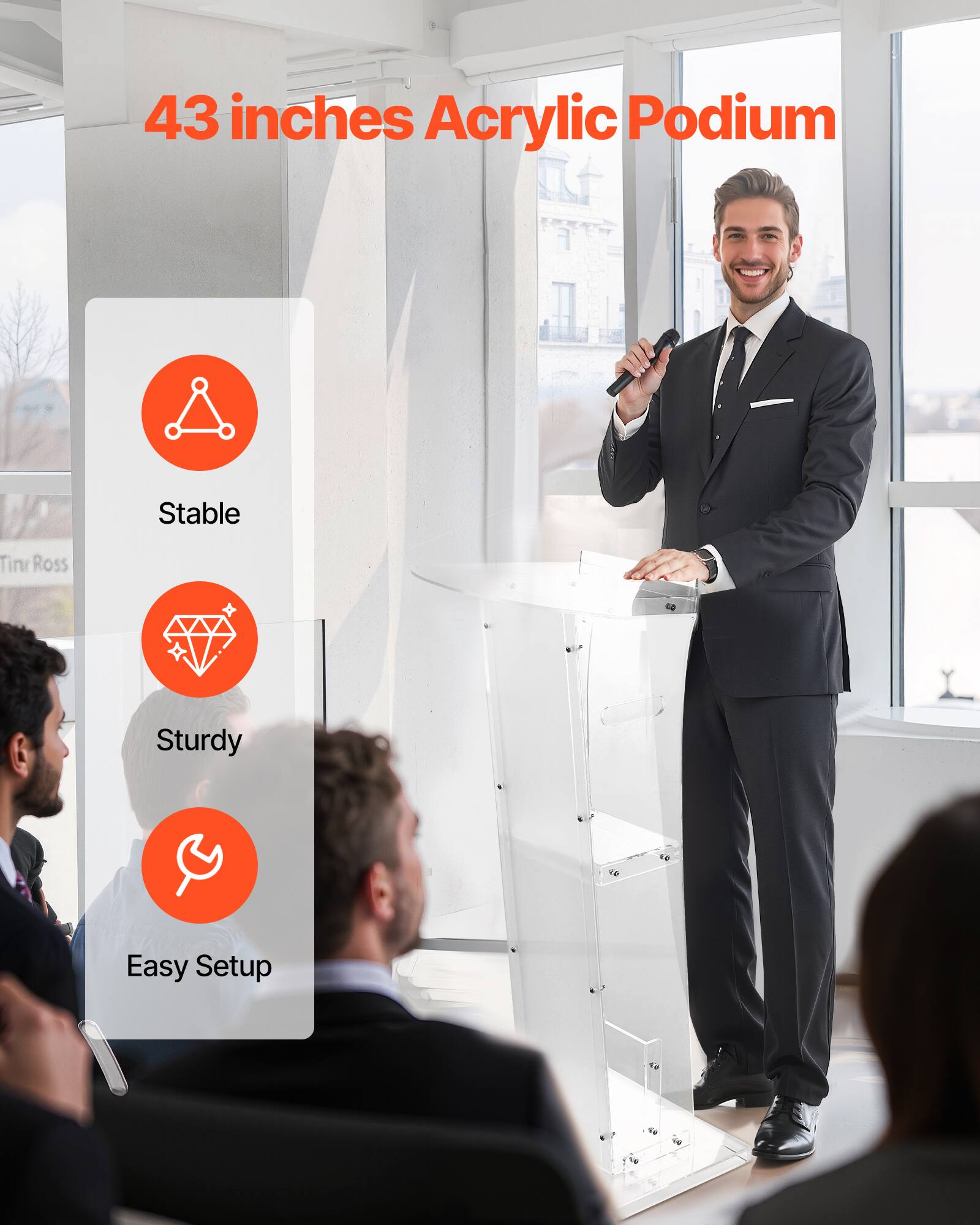 43 inches Acrylic Podium

- Stable
- Sturdy
- Easy Setup