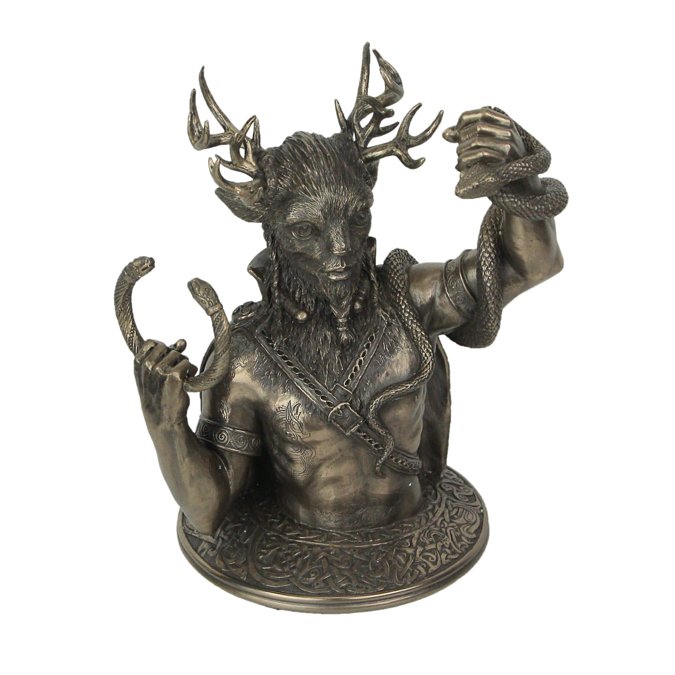Veronese Design - Finish Celtic Horned God Cernunnos Bust Statue 8.5 Inches High - Bronze
