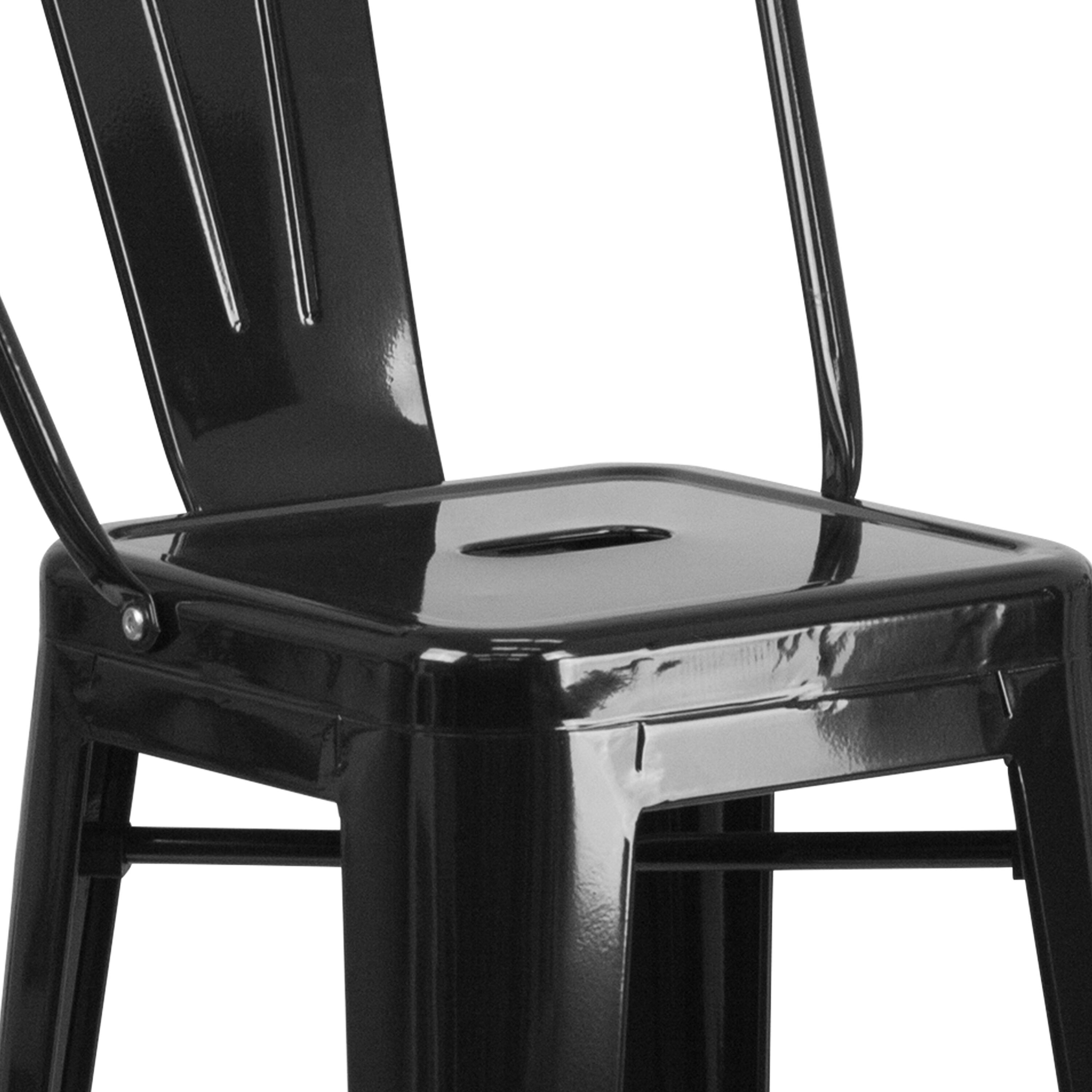 Alt View 9. Emma + Oliver - Commercial Grade 4 Pack 30" High Metal Indoor-Outdoor Barstool with Back - Black.