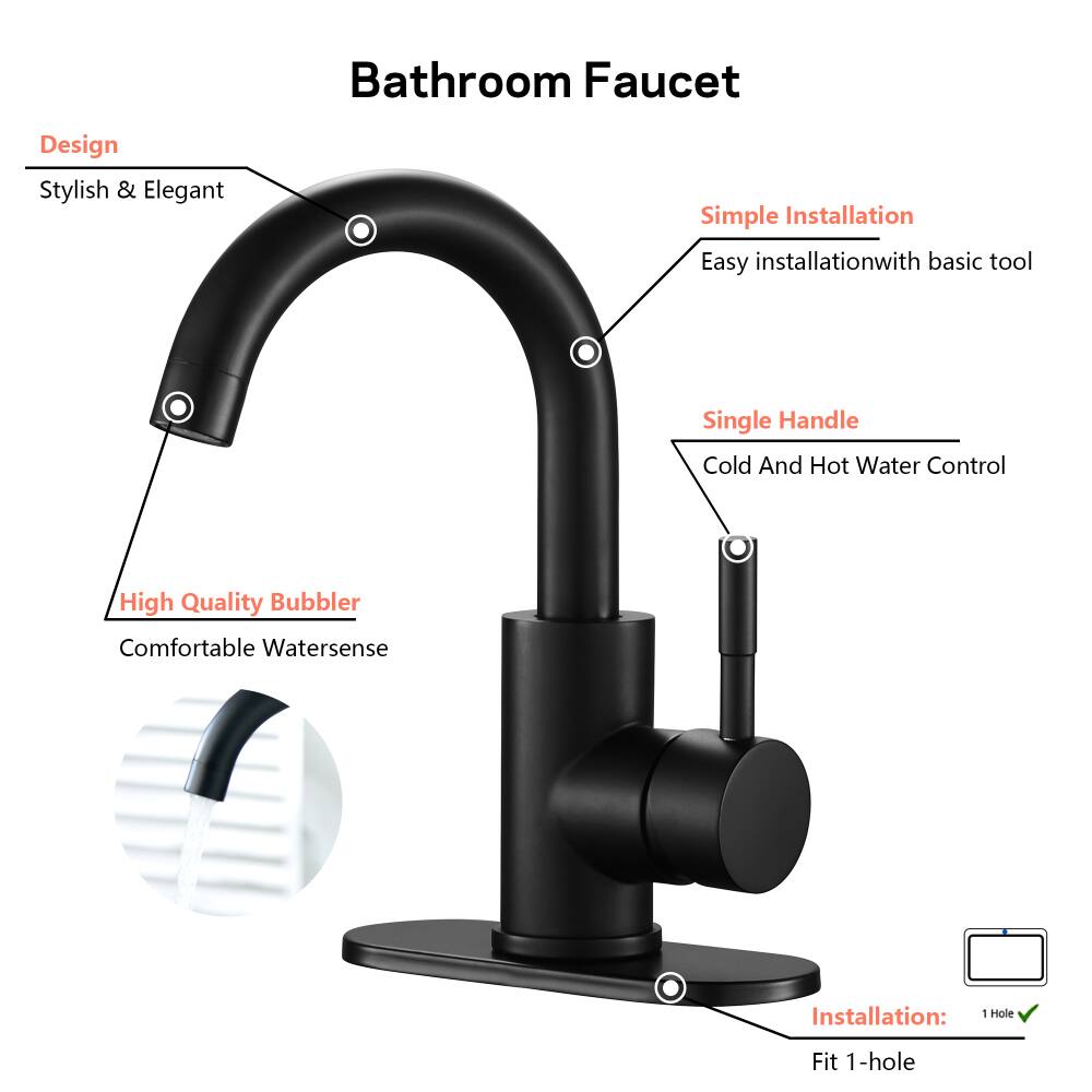 Bathroom Faucet

Design
- Stylish & Elegant

Simple Installation
- Easy installation with basic tool

Single Handle
- Cold And Hot Water Control

High Quality Bubbler
- Comfortable Watersense

Installation:
- 1 Hole
- Fit 1-hole