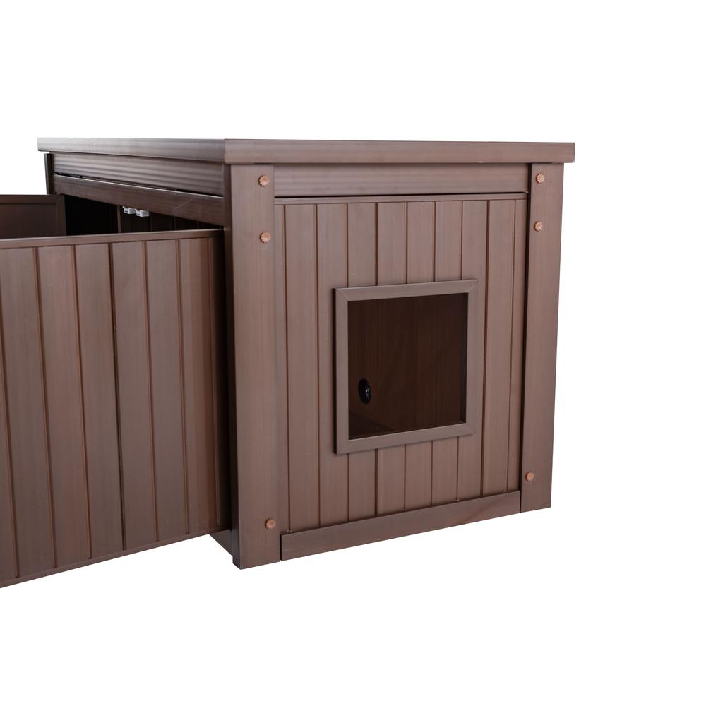 Left. New Age Pet - ECOFLEX LitterLoo Bench Litter Box Cover Russet - Russet.
