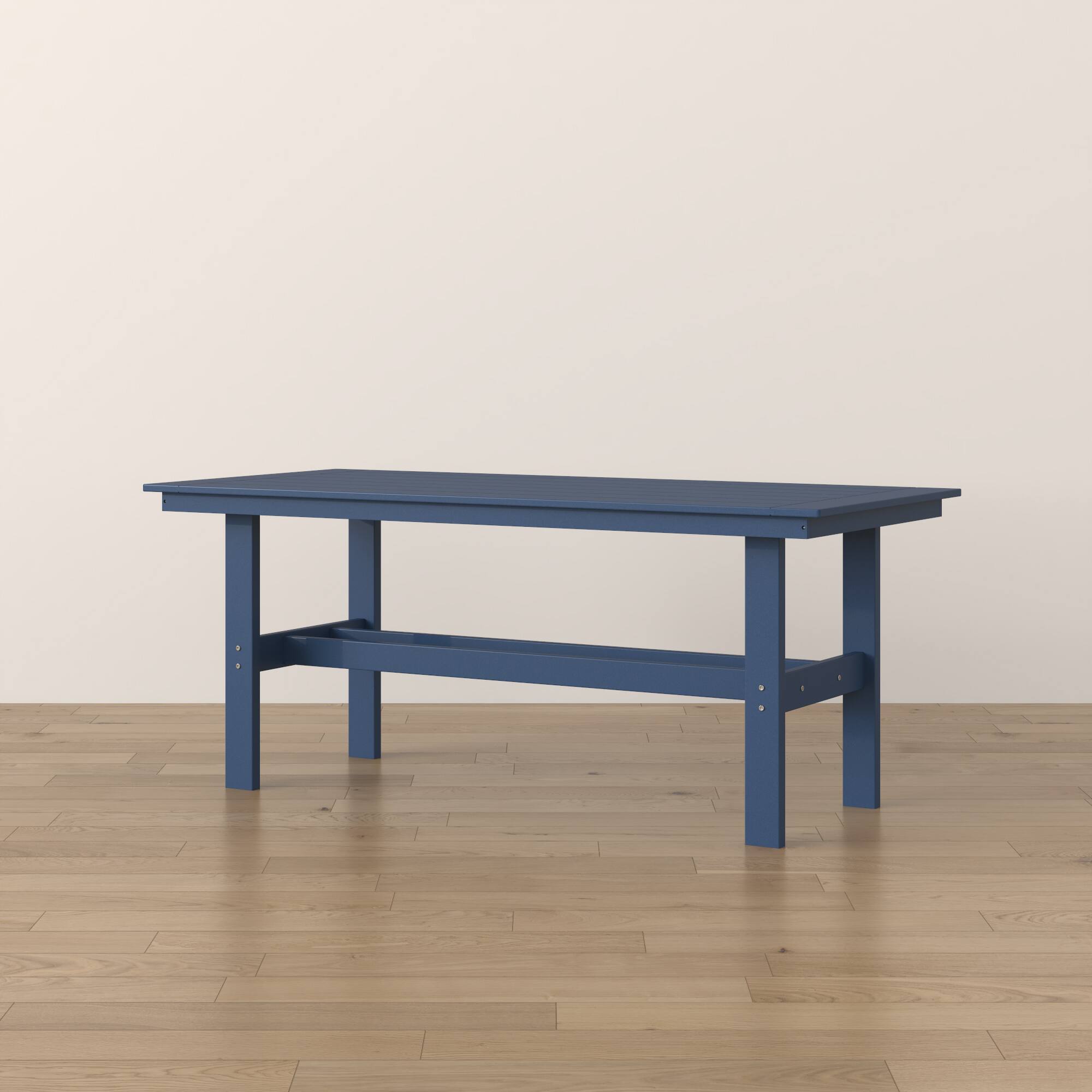 Alt View 4. Famapy - HDPE Outdoor Dining Table with Umbrella Hole & Cap-Solid Panel Patio Table for 8 People Weatherproof & Low Maintenance - Navy blue.