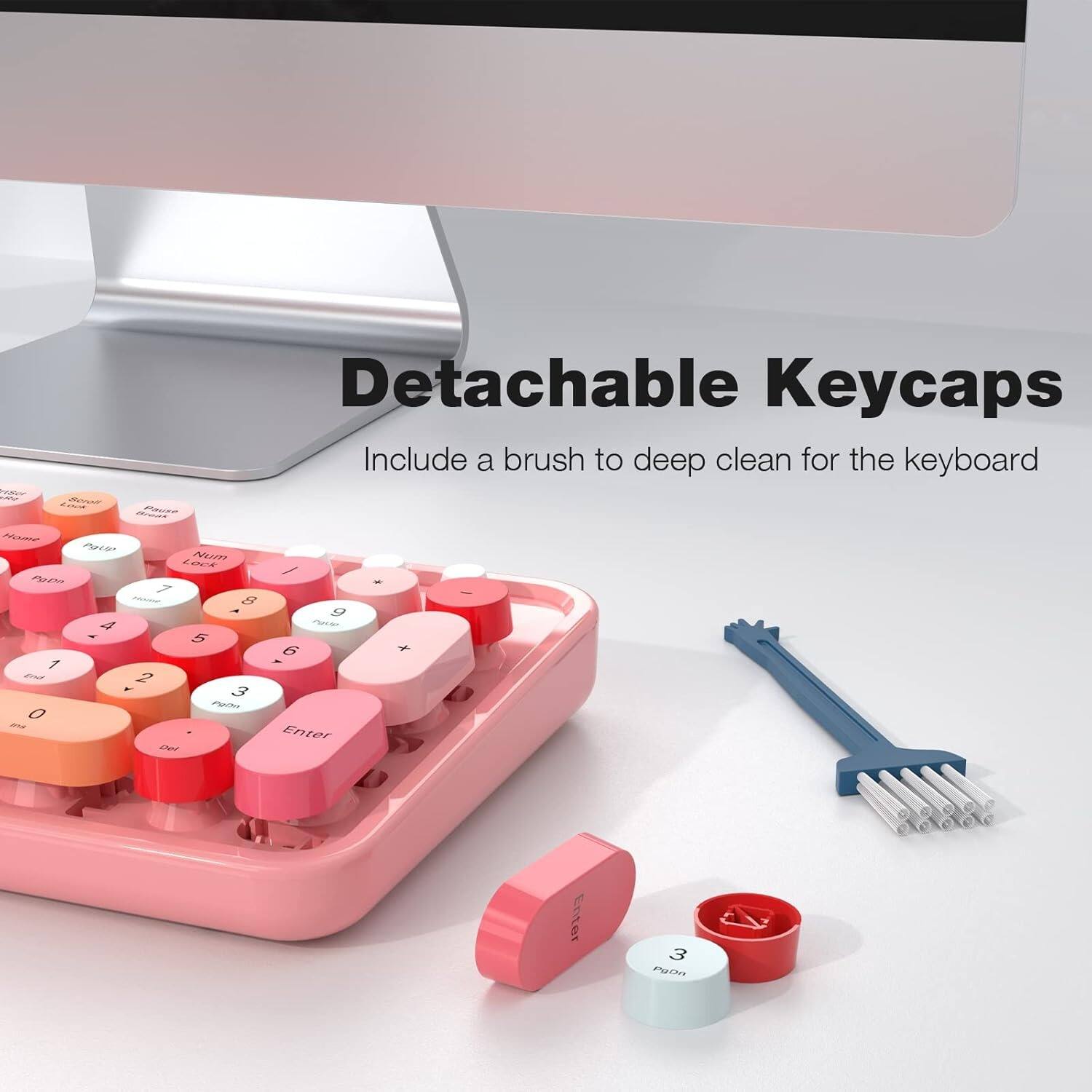 Detachable Keycaps  
Include a brush to deep clean for the keyboard