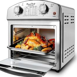 Loheer - 12.5 Qt Convection Toaster Oven Air Fryer Combo Stainless Steel Oil-Free Air Oven with Dehydrator - Silver