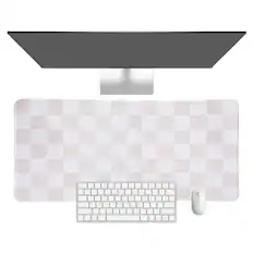 Front. Unique Bargains - Checkered Desk Mat, 23.6x11.8 Inch Mouse Pad, Non-Slip Rubber, Stitched Edges, Soft, for Computer/Laptop - Beige/White.