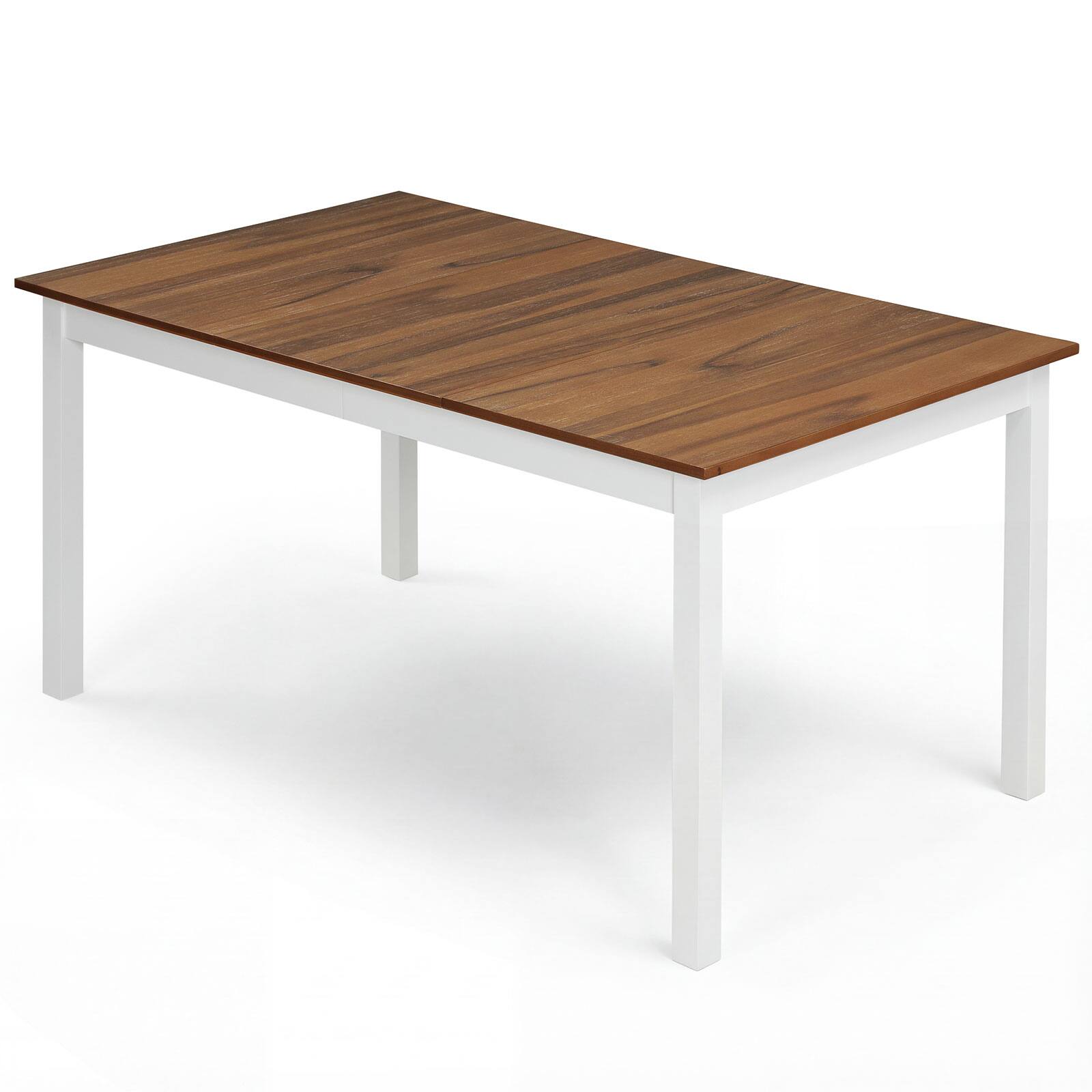 Alt View 7. Gymax - Gymax 60'' Rectangular Dinner Table w/Solid Rubber Wood Legs for Kitchen Dining Room Brown & White - Brown.