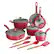 Angle. Tramontina - 14PC Cold Forged Cookware Set - Red.