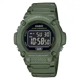 Casio - Men's Classic Digital Watch with Black Dial - W-219HC-3BVCF - Green