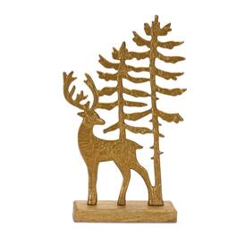 BreeBe - Metal Woodland Deer Silhouette Decor 11" - Gold