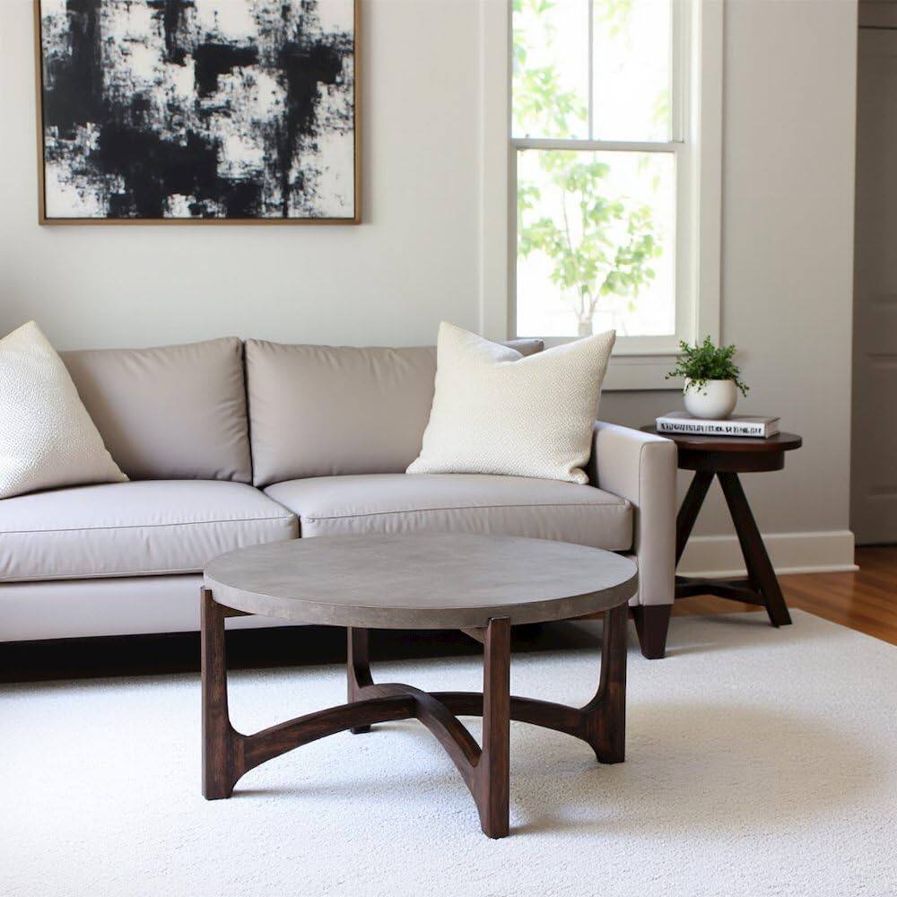 Alt View 3. Starlight Canyon Home - Brown Round Cocktail Table – Stylish Living Room Center Table for Living Room - Brown.