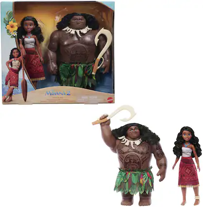 MOANA 2
MOANA & MAUI
ENSEMBLE VOYAGEUR - CONJUNTO DE VIAJANTE
WARNING: ATTENTION
CE JEU CONTIENT DES PIÈCES PETITES ET RISQUE DE SOUFFLAGE.
NE PAS LAISSER EN DEHORS DE LA VUE DES ENFANTS.
3+
MATTEL