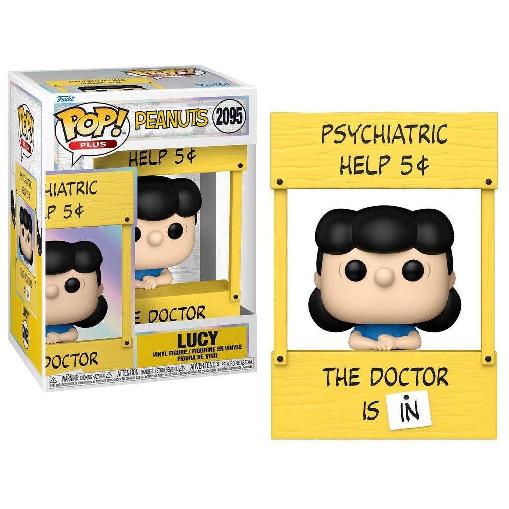 Funko POP! PEANUTS 2095  
HELP 5¢  
PSYCHIATRIC HELP 5¢  
DOCTOR LUCY  
VINYL FIGURE  
FIGURINE EN VINYLE  
FIGURA DE VINIL  
ATTENTION: DANGER DE SOUFFLENEMENT  
WARNING: CHOKING HAZARD  
THE DOCTOR IS IN