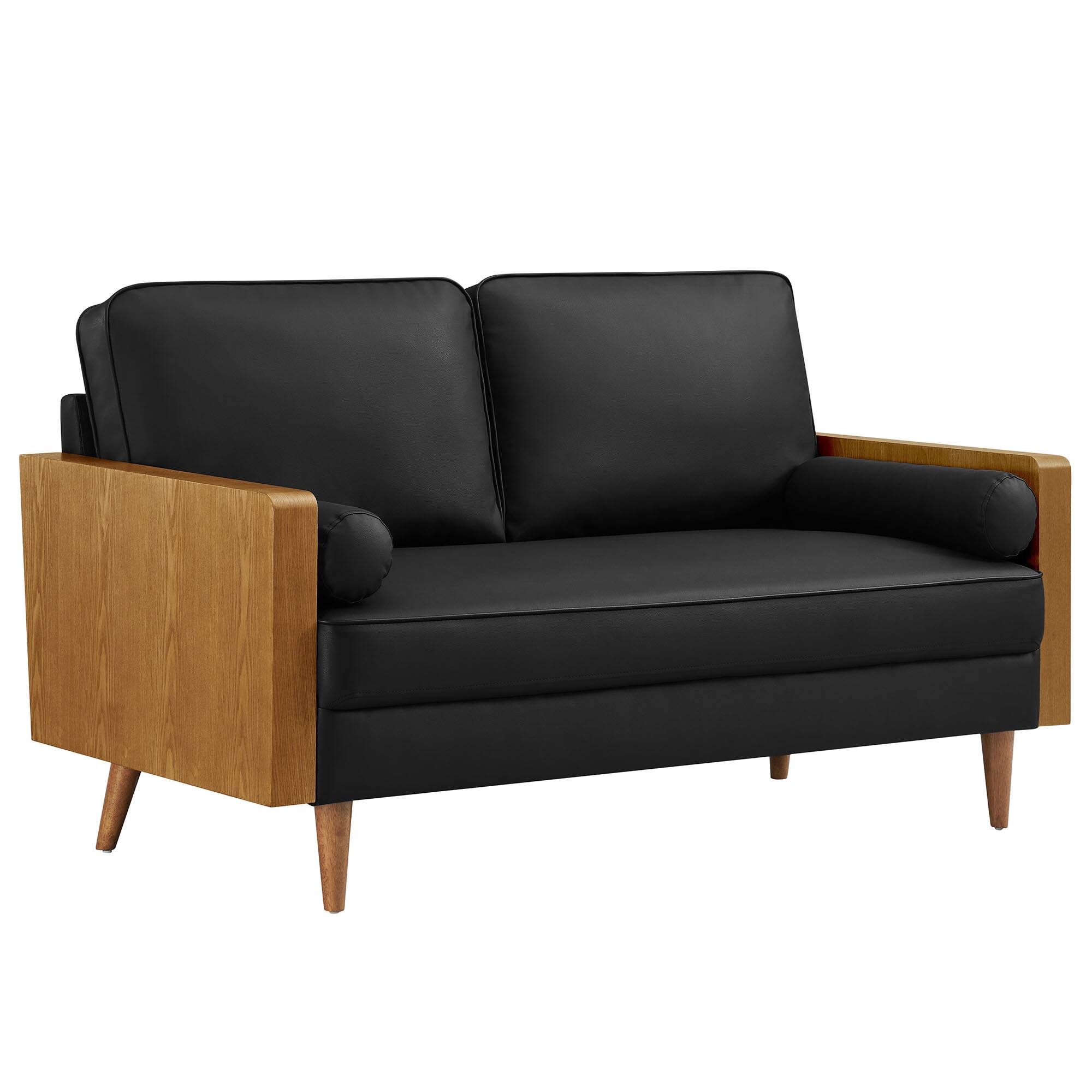 Angle. Modway - Kellan Loveseat - Walnut Black.