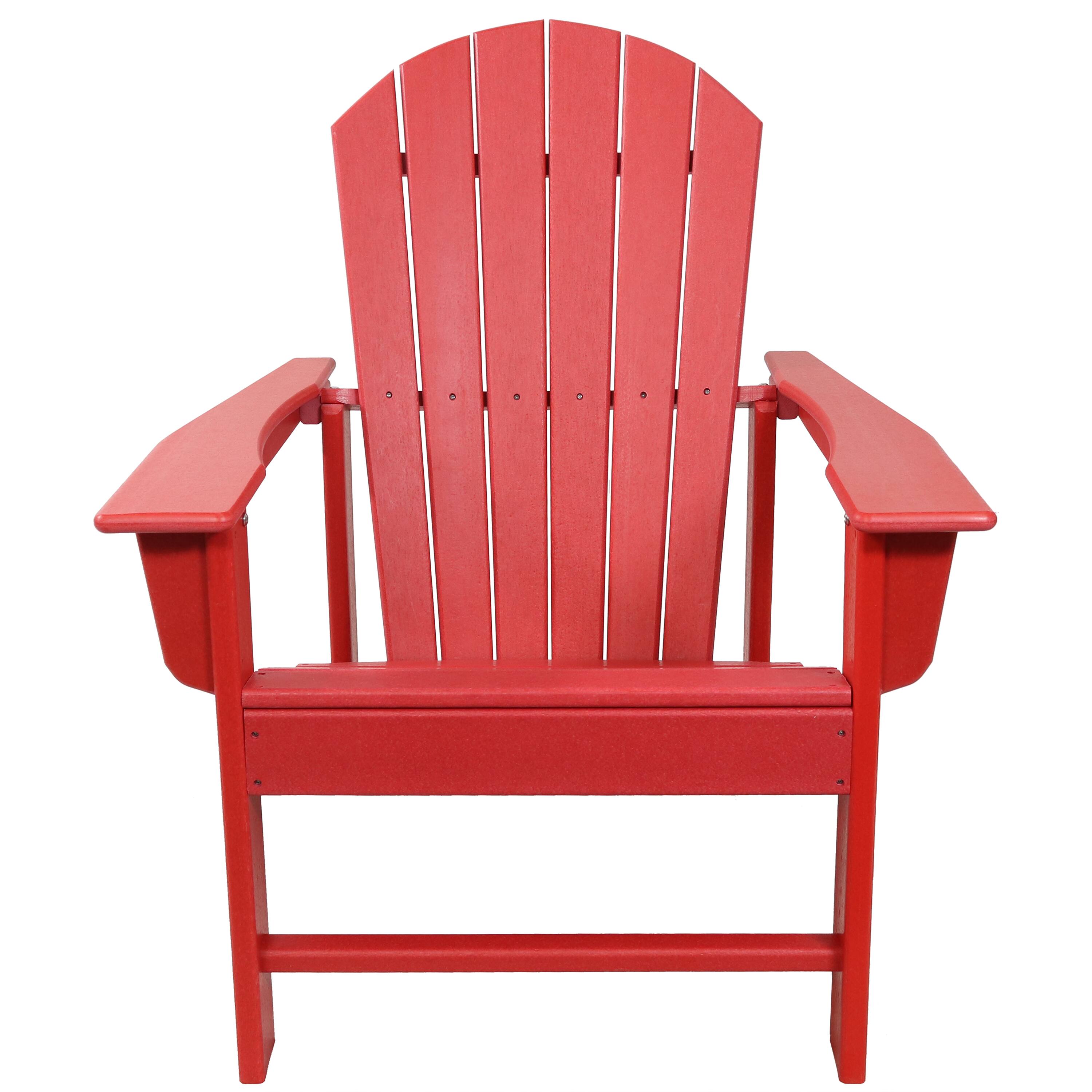Alt View 5. Sunnydaze - Upright HDPE Raised Outdoor Adirondack Chair - Red.