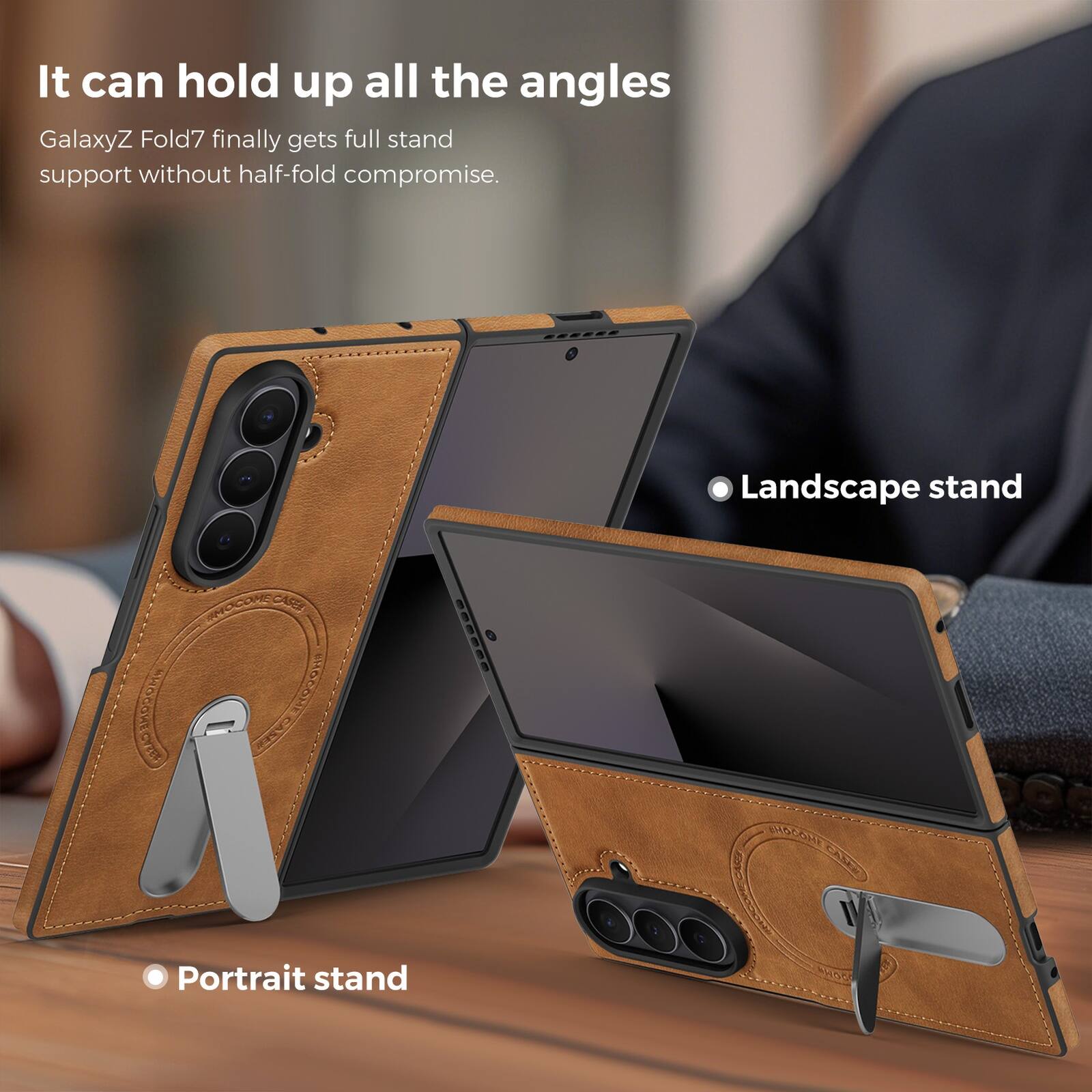 It can hold up all the angles

GalaxyZ Fold7 finally gets full stand support without half-fold compromise.

- Landscape stand
- Portrait stand
