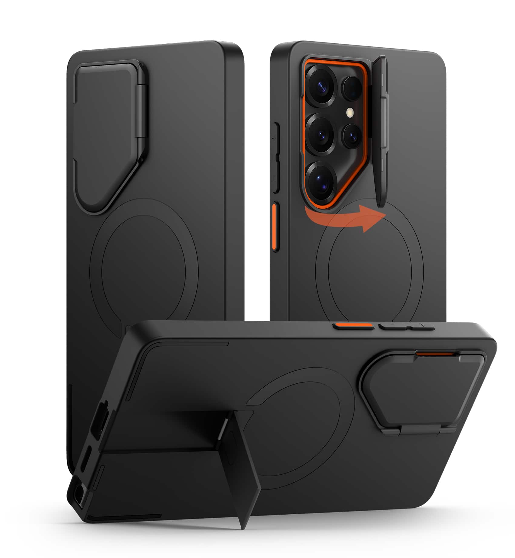 SURITCH - Phone Case for Samsung Galaxy S25 Ultra, Magnetic Shockproof Protective Cover with Camera Cover & Adjustable Kickstand - Aurora Black price history on PriceWatchPro