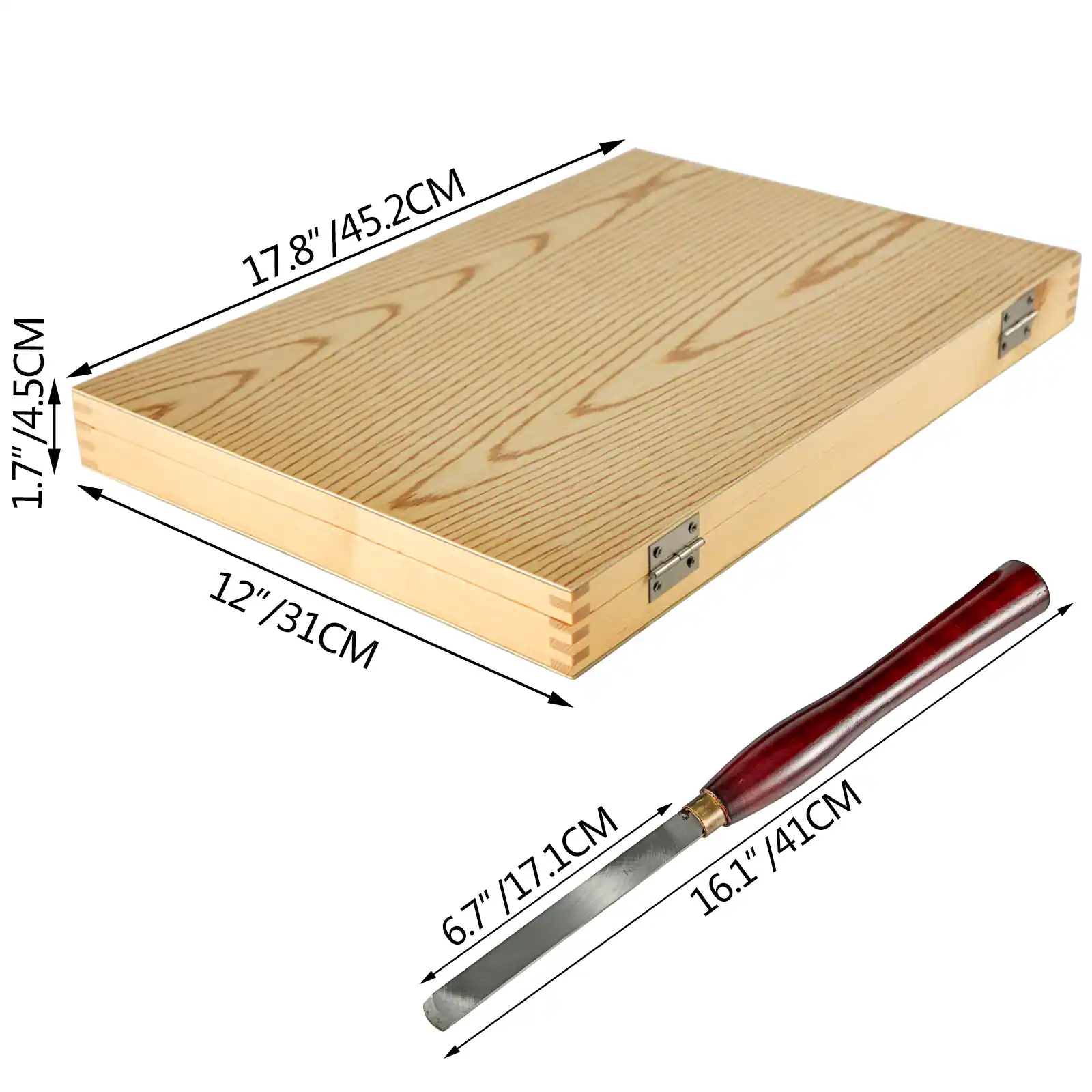1.7" / 4.5CM  
17.8" / 45.2CM  
12" / 31CM  
6.7" / 17.1CM  
16.1" / 41CM