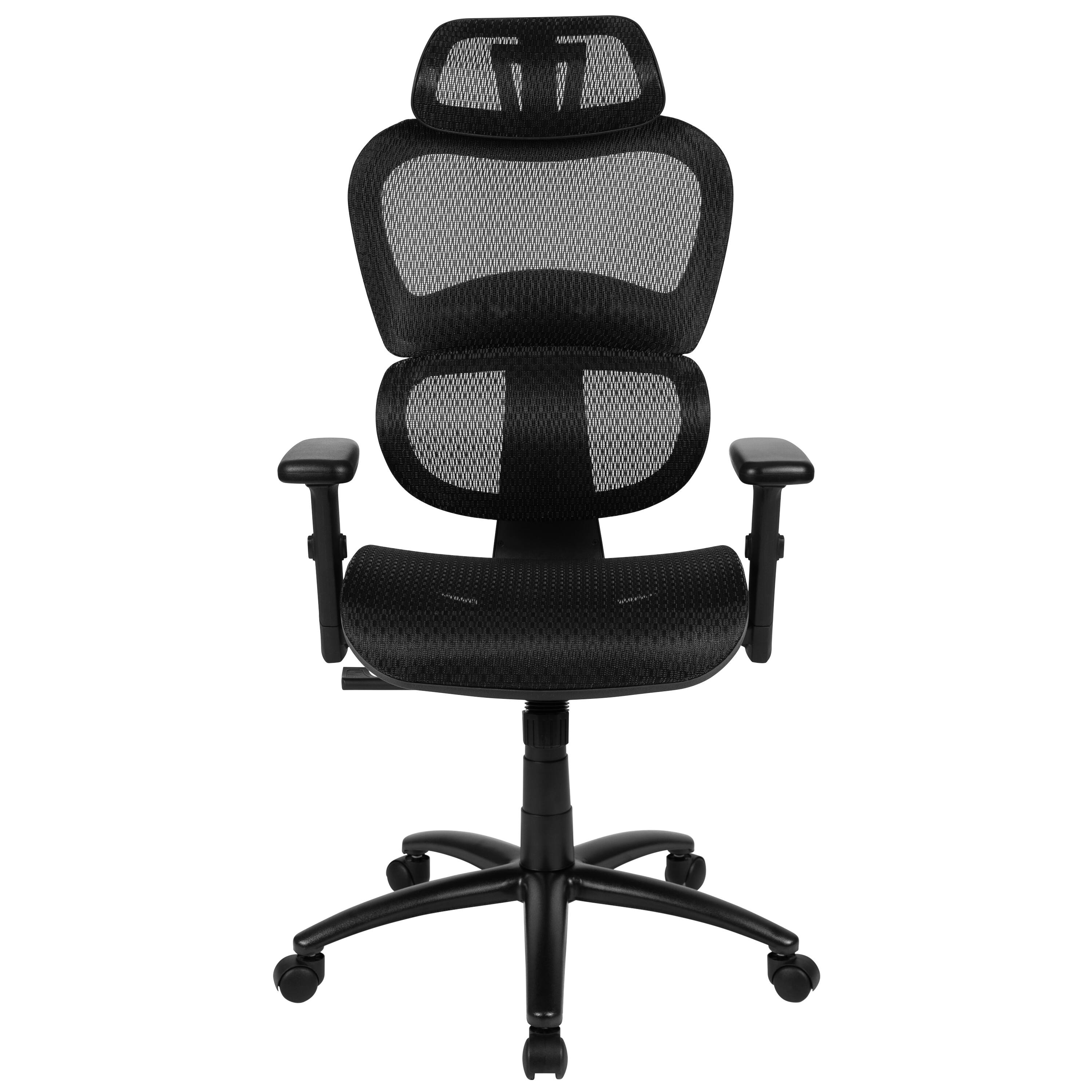 Alt View 7. Emma + Oliver - Ergonomic Mesh Office Chair-Synchro-Tilt, Headrest, Adjustable Pivot Arms - Black.
