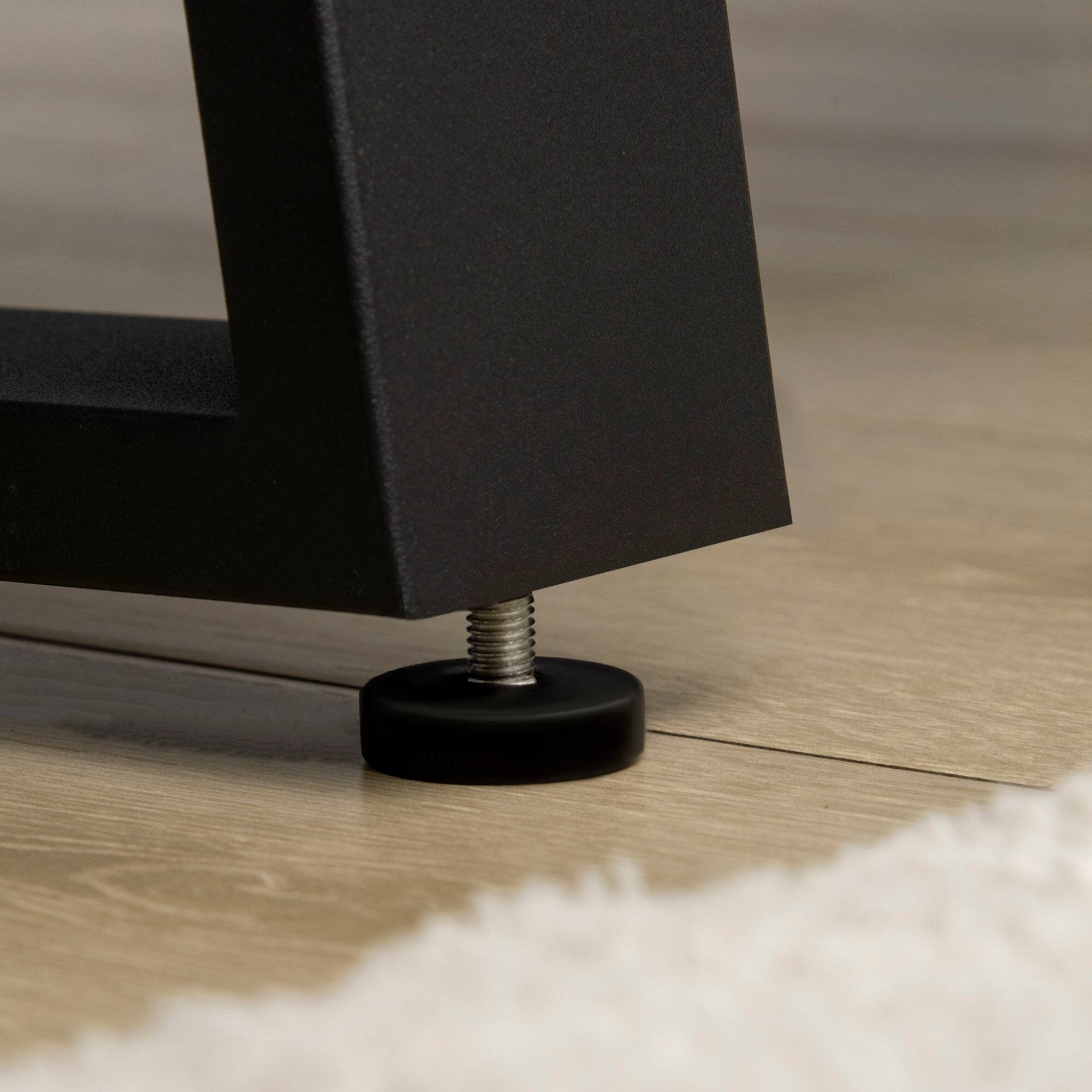 Alt View 8. Homcom - Garden Bench with Metal Legs, Rustic Wood Effect Concrete Entryway Bench, Indoor Outdoor Use for Patio, Porch and Lawn - Natural, Black.