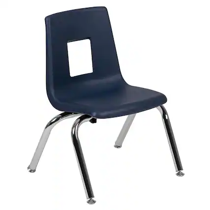 Front. Emma + Oliver - Student Stack School Chair - 12-inch - Navy.