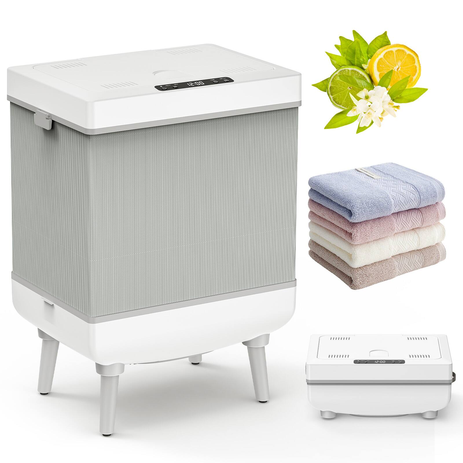 Sugift - Foldable Towel Warmer 35L Large Capacity with Smart Touch Control, Fast Heating, Fragrance Chamber, and Child Lock - White