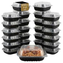 Eco Harmony Products - Tray with Lid (Translucent), 9" x 9", 100-Pack - Black