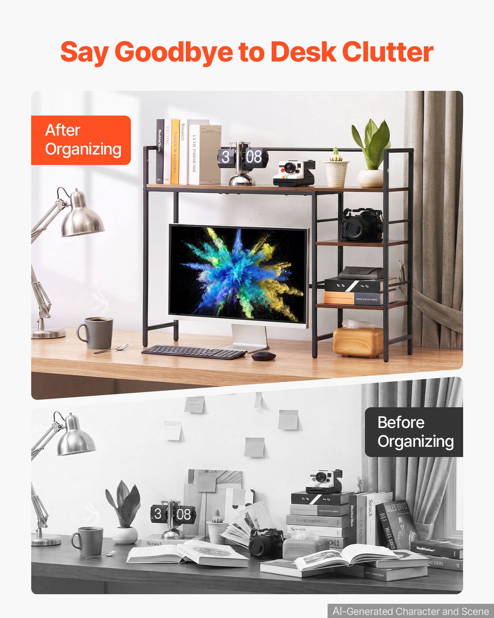 Say Goodbye to Desk Clutter

After Organizing

Before Organizing

AI-Generated Character and Scene