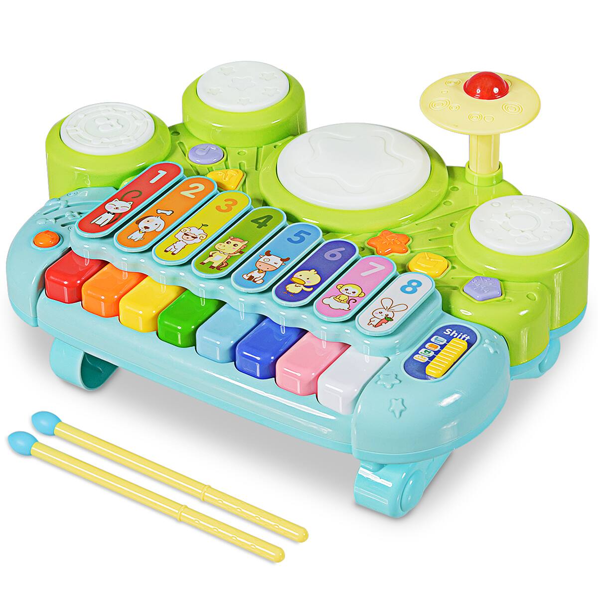 Alt View 8. Gymax - Gymax 3-in-1 Drum Xylophone Piano Keyboard Set Electronic Musical Instrument Toy - Multicolor.