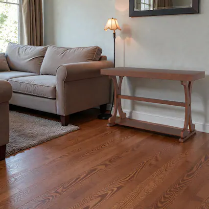 Front. Hivvago - Elegant Narrow Hallway Table with Open Shelf and 52-Inch Length - Walnut.