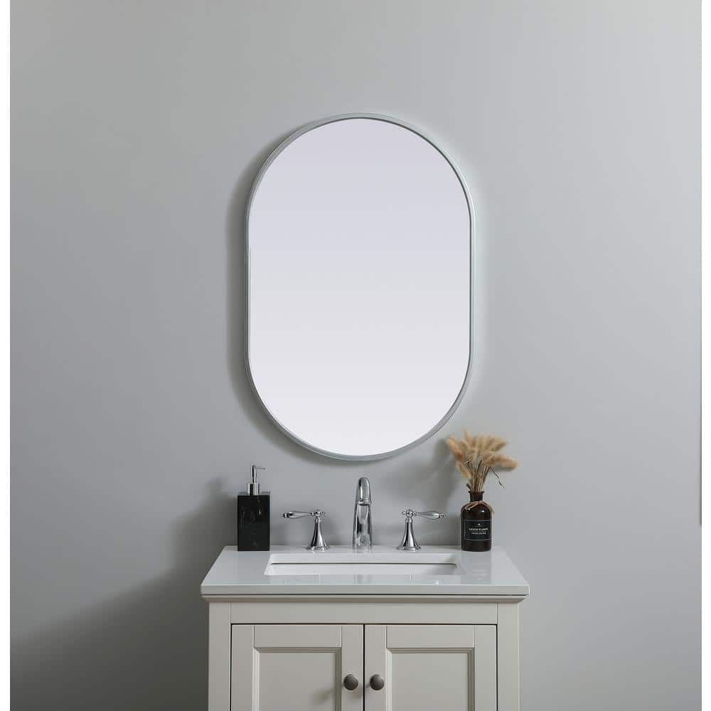 Photos - Mirror Elegant Decor - Metal Frame Oval  20x30 Inch - Silver BG3607965 