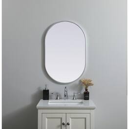 Elegant Decor - Metal Frame Oval Mirror 20x30 Inch - Silver