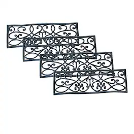 AmeriHome - Rubber Scrollwork Stair Tread 4 Pack - Black