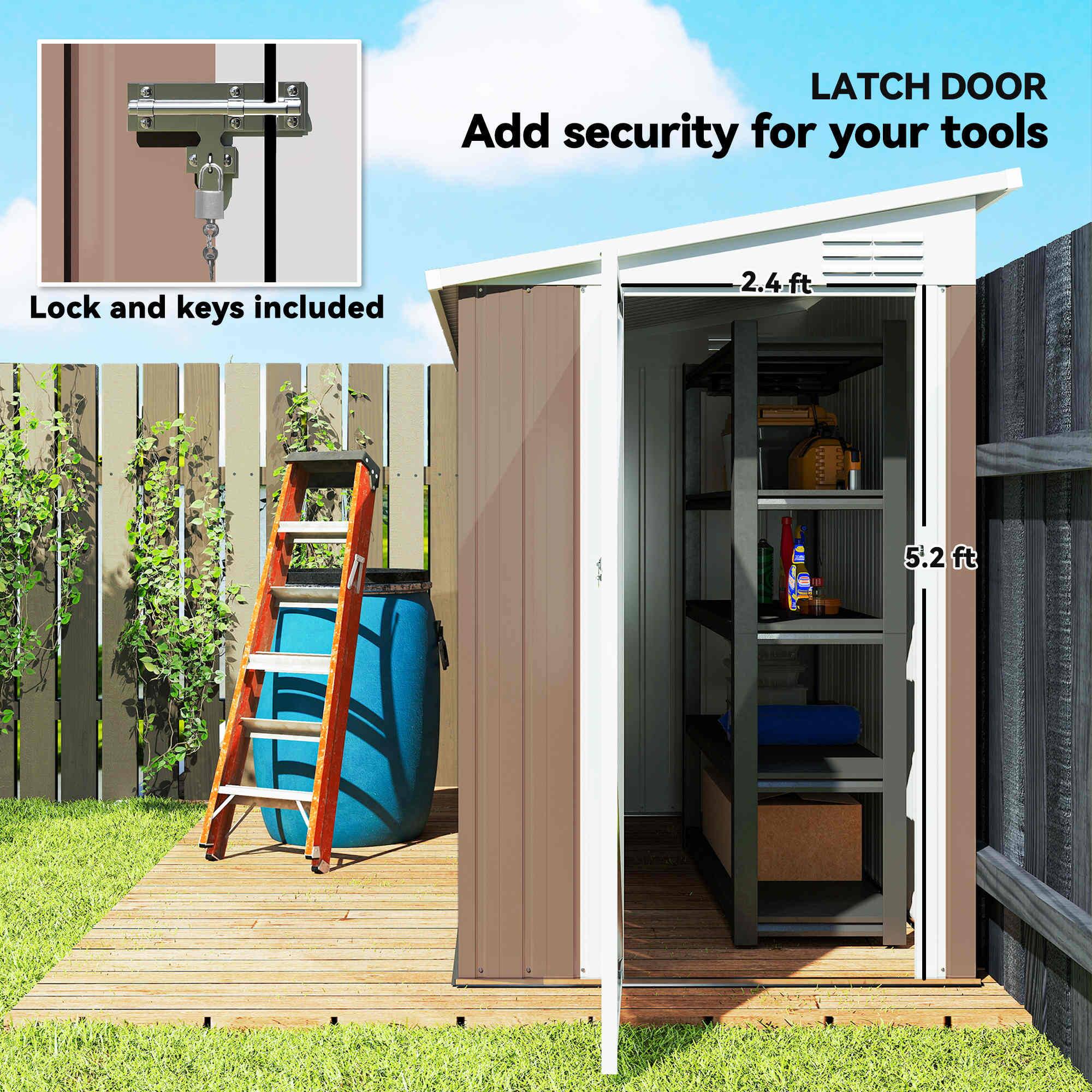 LATCH DOOR  
Add security for your tools  
Lock and keys included  
2.4 ft d  
5.2 ft