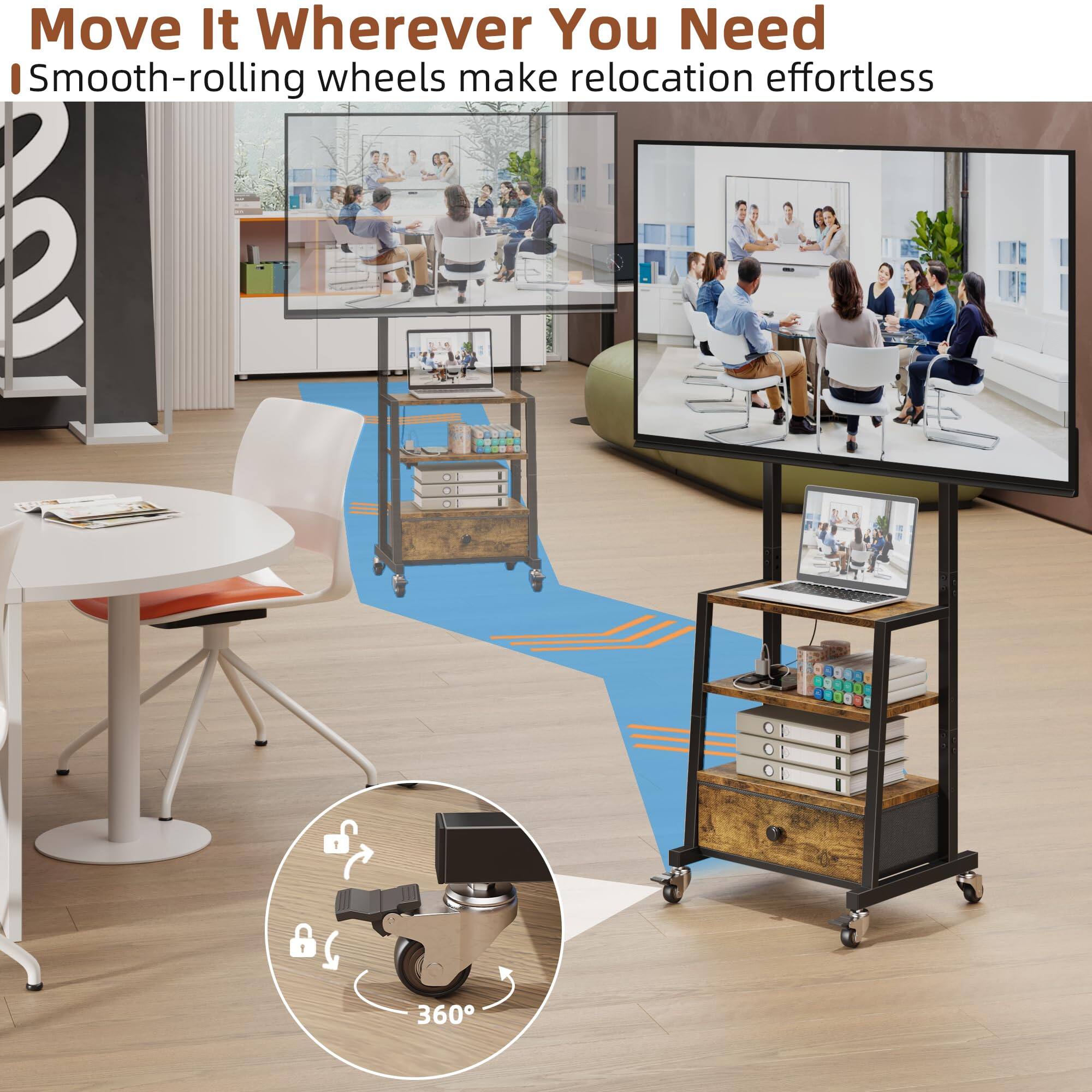 Move It Wherever You Need  
Smooth-rolling wheels make relocation effortless  
360°