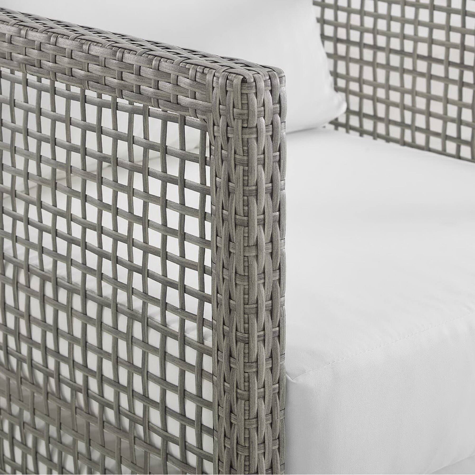 Alt View 4. Modway - Aura 3 Piece Outdoor Patio Wicker Rattan Set by Modway - Gray White.