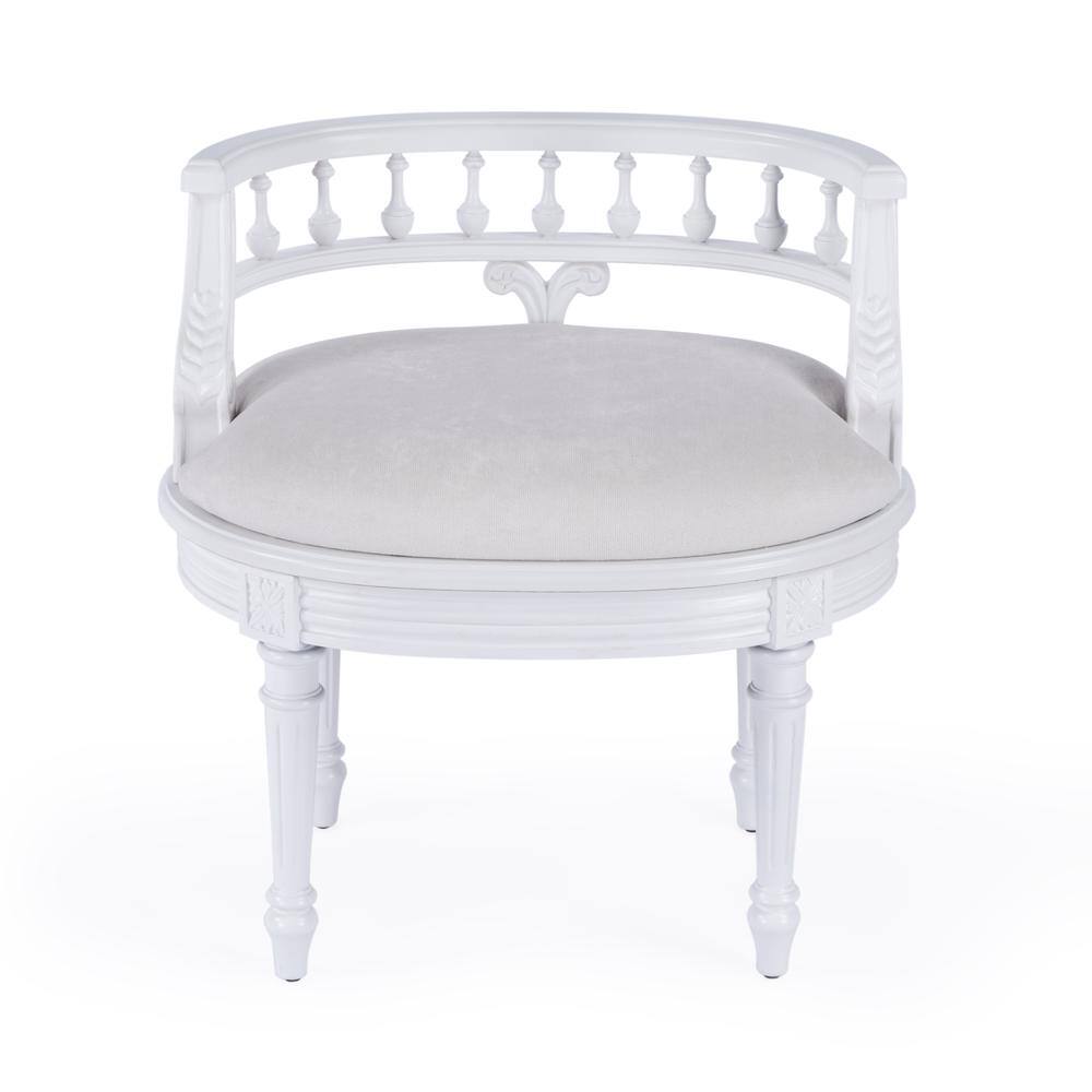 Alt View 4. Butler Specialty - Hathaway Upholstered 22.5"W Vanity Seat - White.