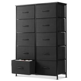 AOITUN - 10 Drawer Fabric Dresser for Bedroom, Chest of Drawer Organizer Storage Cabinet for Closet, Entryway - Black